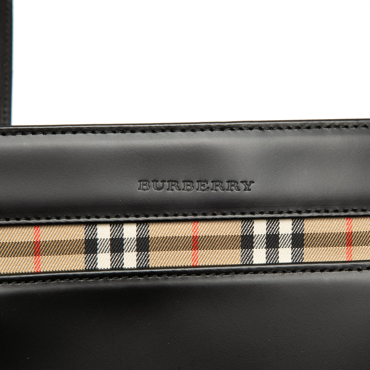 Burberry House Check Trimmed Leather Handbag