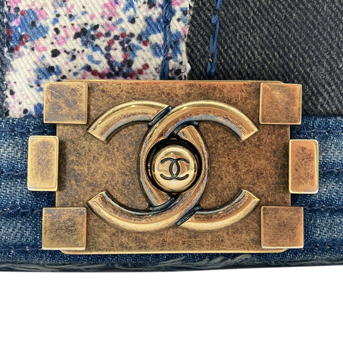 Chanel Old Medium Denim Patchwork Boy Bag