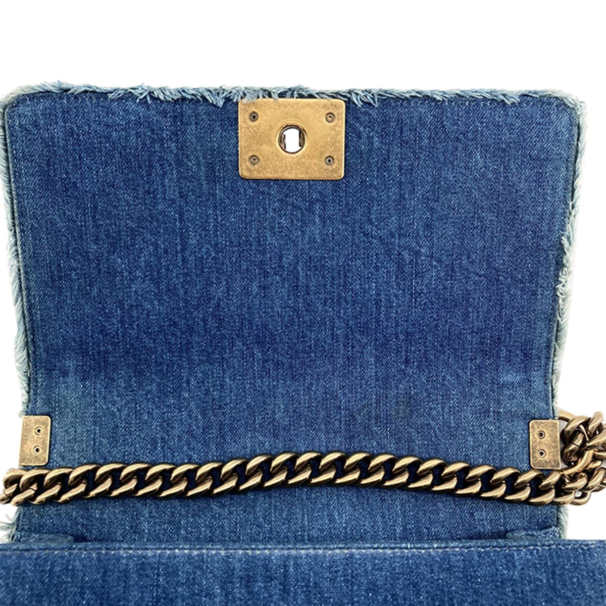 Chanel Old Medium Denim Patchwork Boy Bag