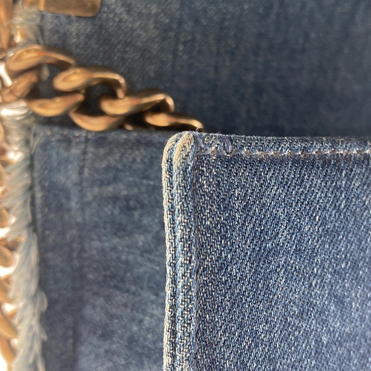 Chanel Old Medium Denim Patchwork Boy Bag