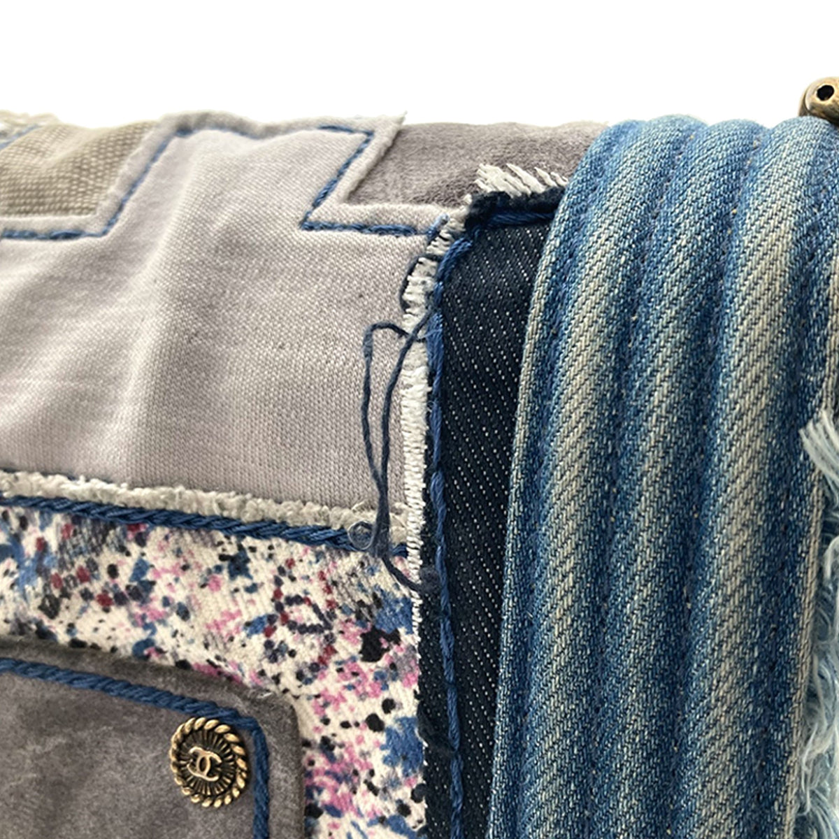 Chanel Old Medium Denim Patchwork Boy Bag
