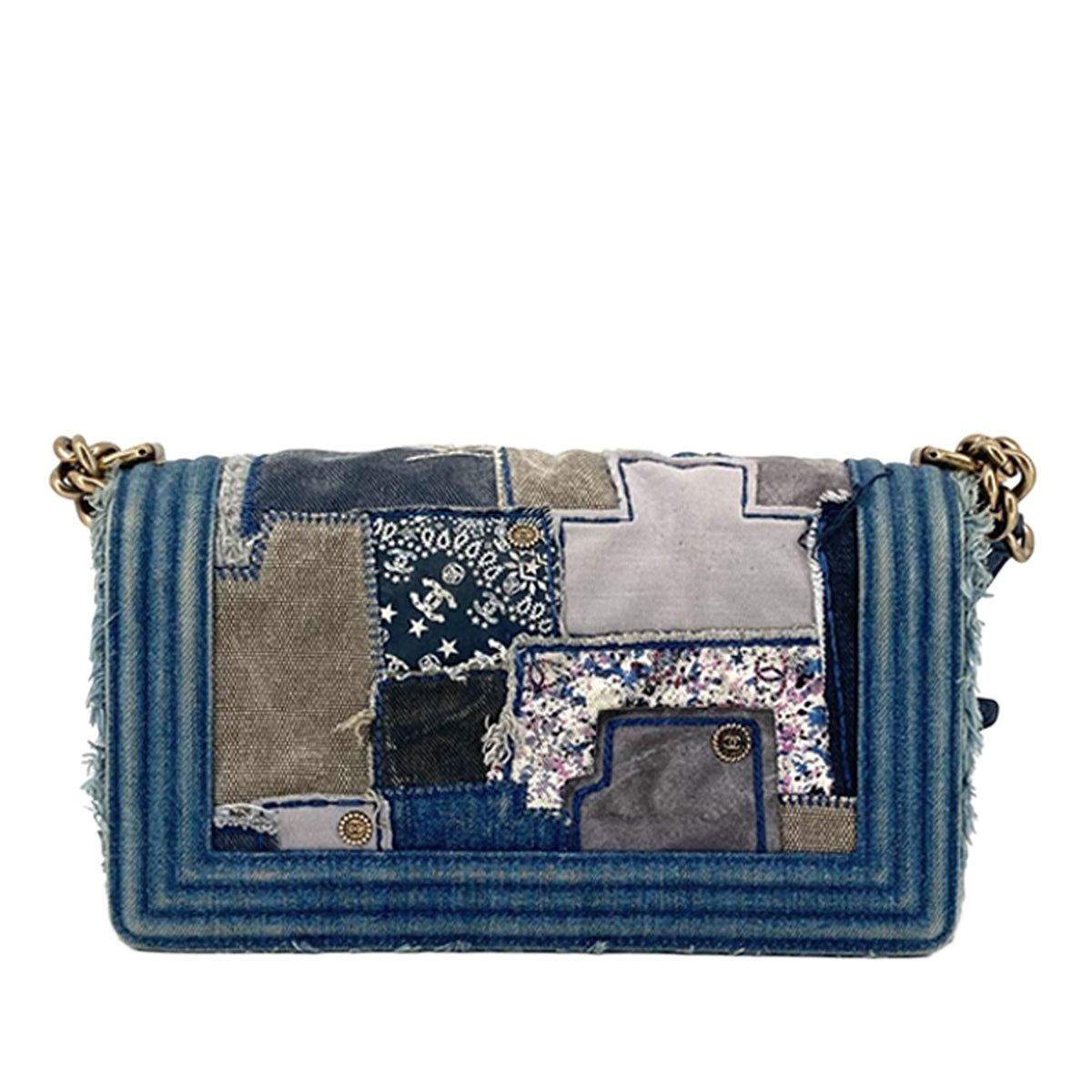 Chanel Old Medium Denim Patchwork Boy Bag