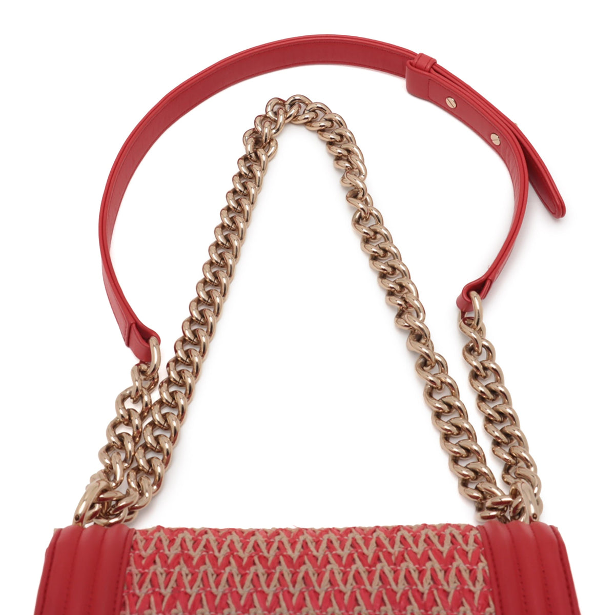 Chanel Small Straw and Lambskin Boy Flap