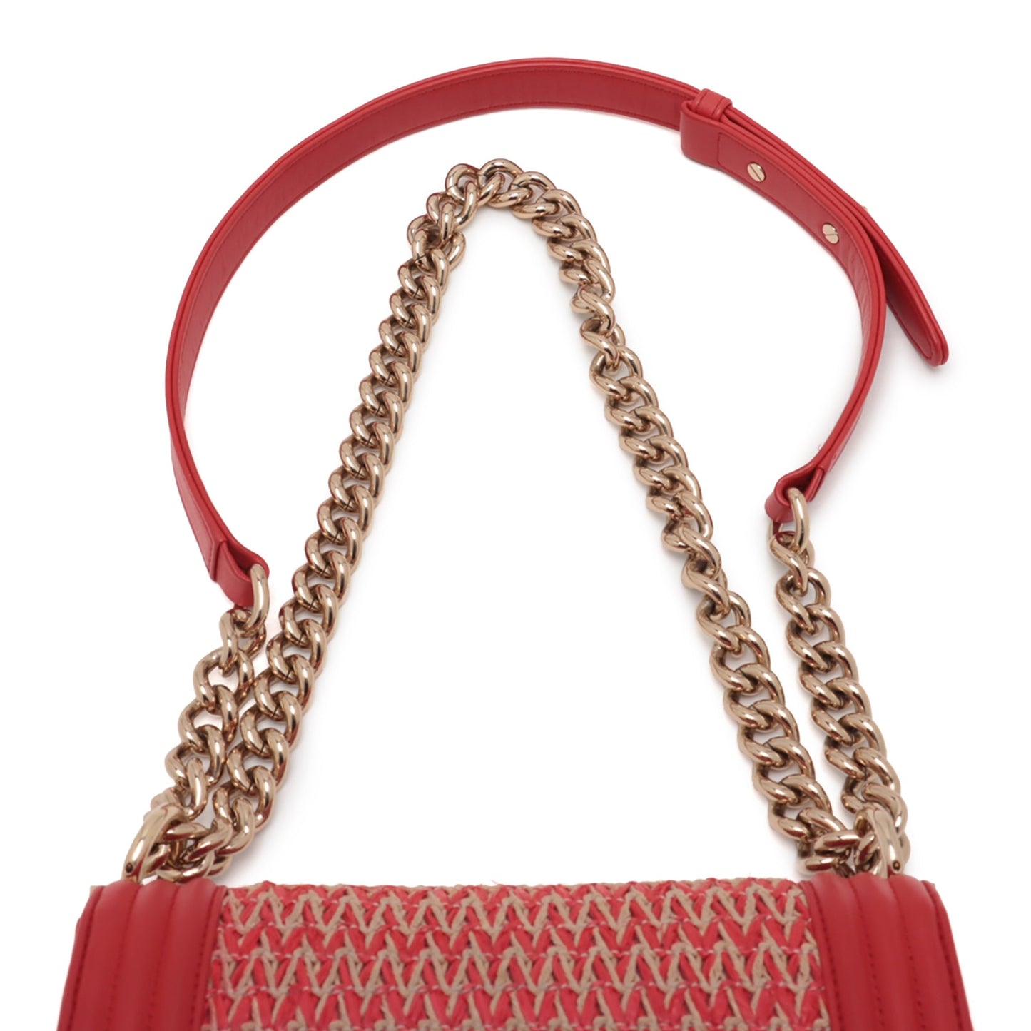 Chanel Small Straw and Lambskin Boy Flap