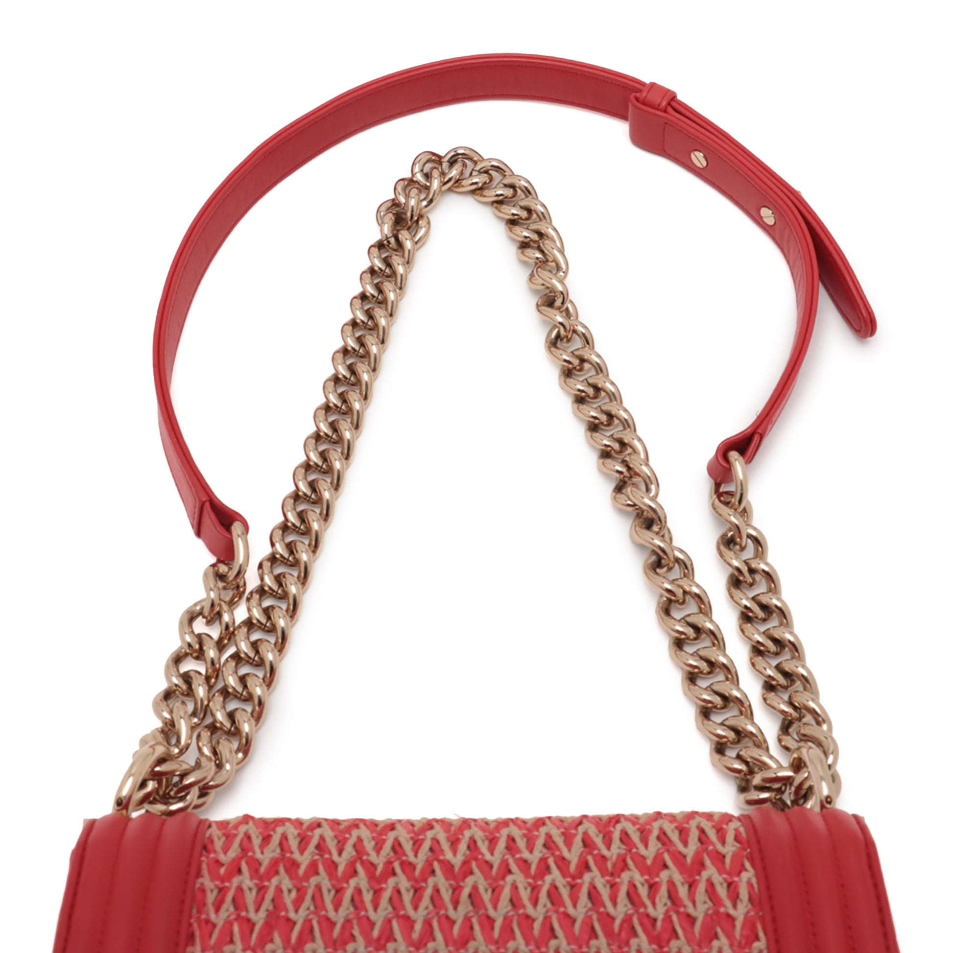 Chanel Small Straw and Lambskin Boy Flap