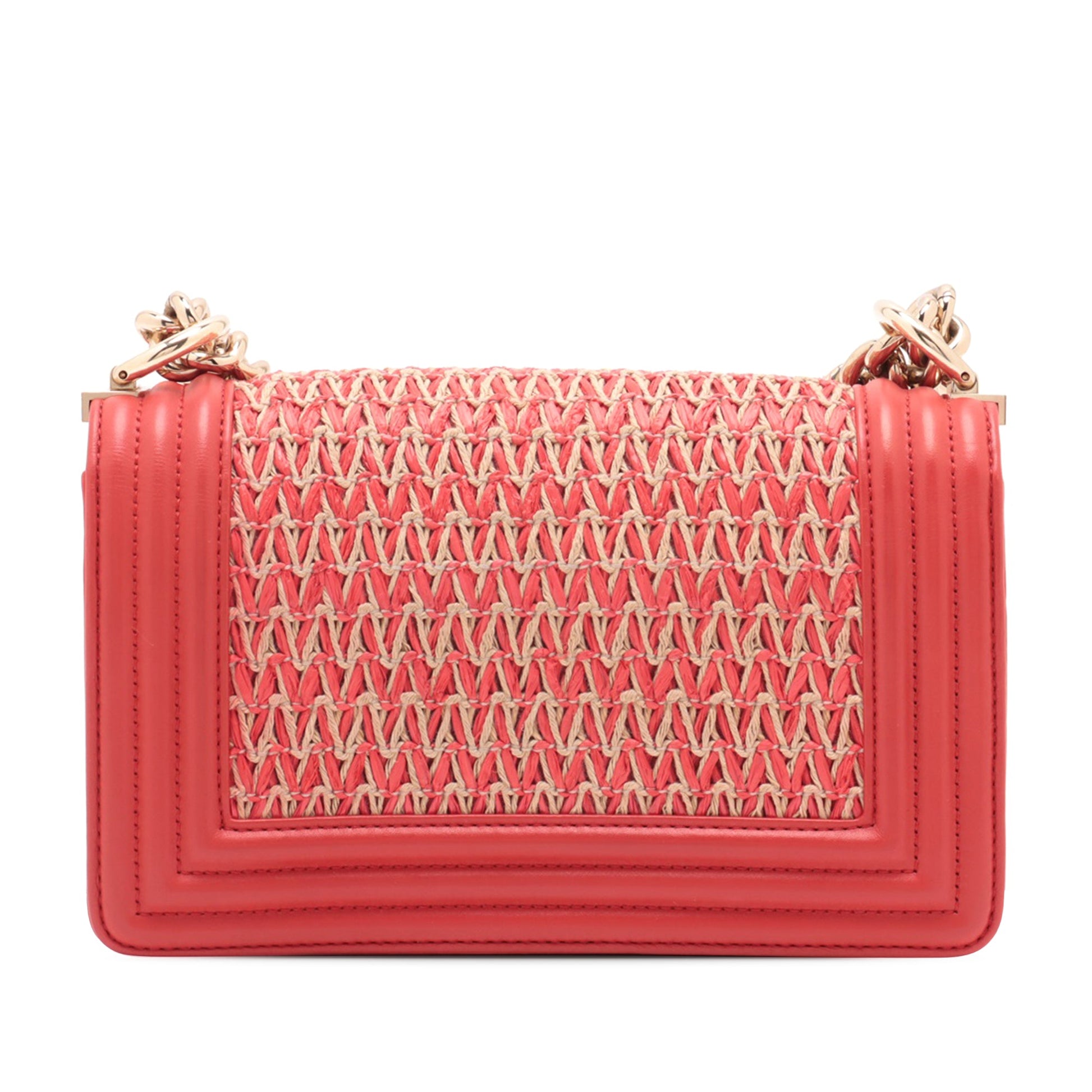 Chanel Small Straw and Lambskin Boy Flap
