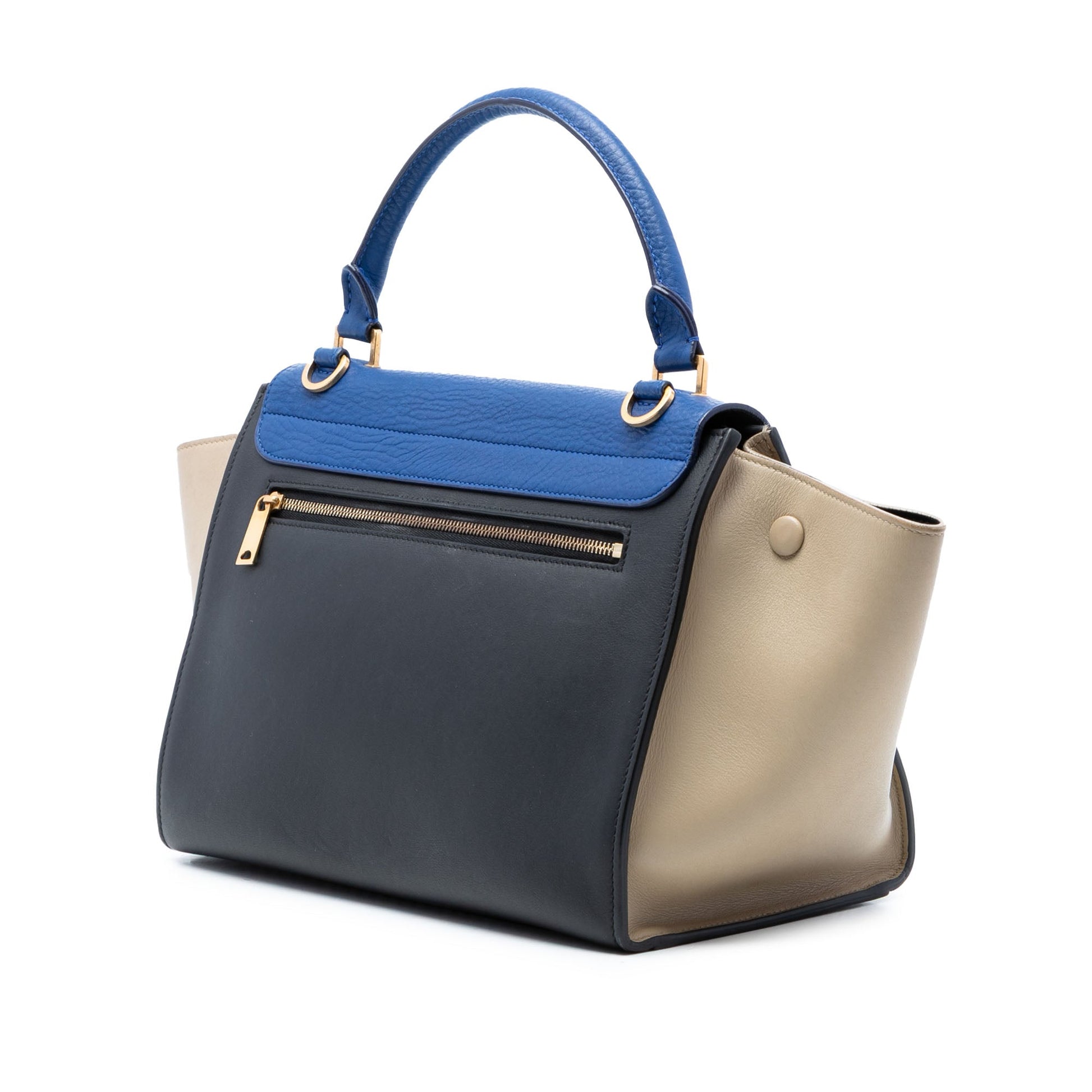 Celine Small Tricolor Leather Trapeze Satchel