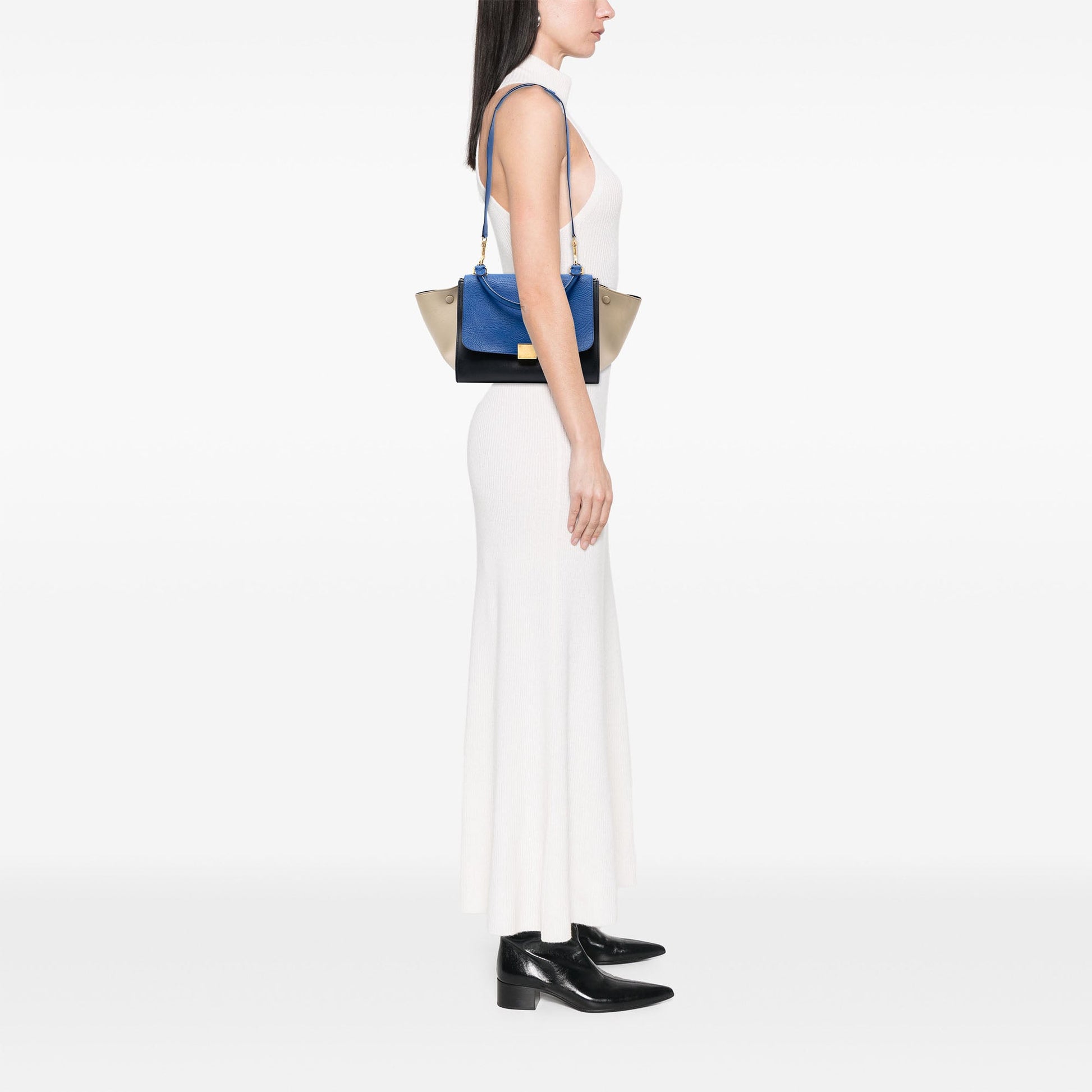 Celine Small Tricolor Leather Trapeze Satchel