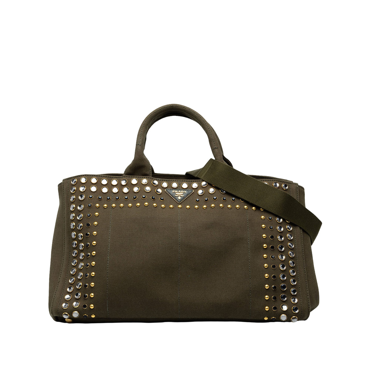 Prada Large Canvas Canapa Bijoux Satchel — Green