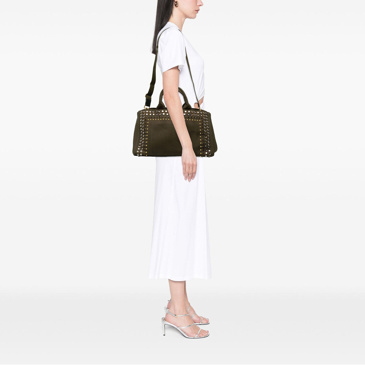 Prada Large Canvas Canapa Bijoux Satchel — Green
