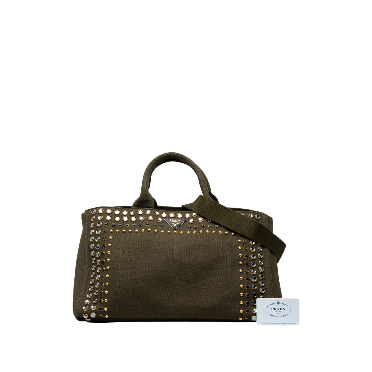 Prada Large Canvas Canapa Bijoux Satchel — Green