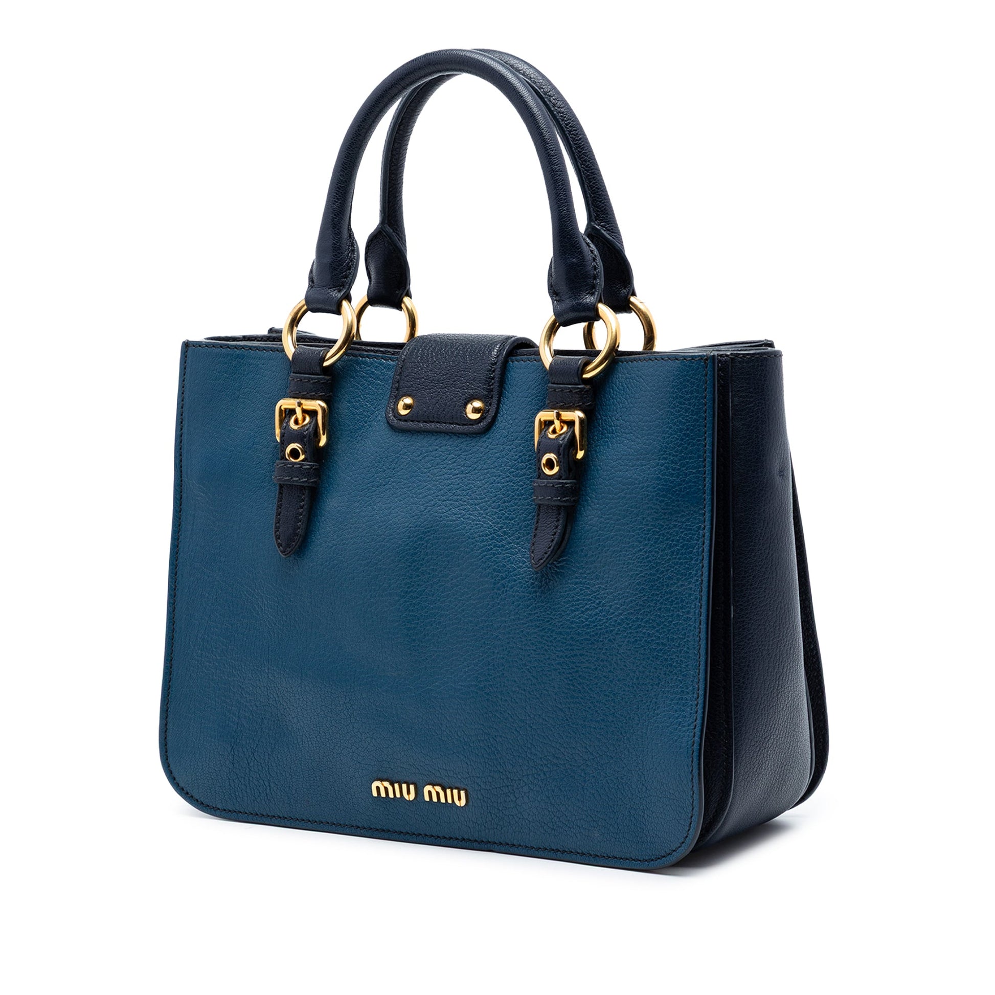 Miu Miu Bicolor Goatskin Madras Satchel