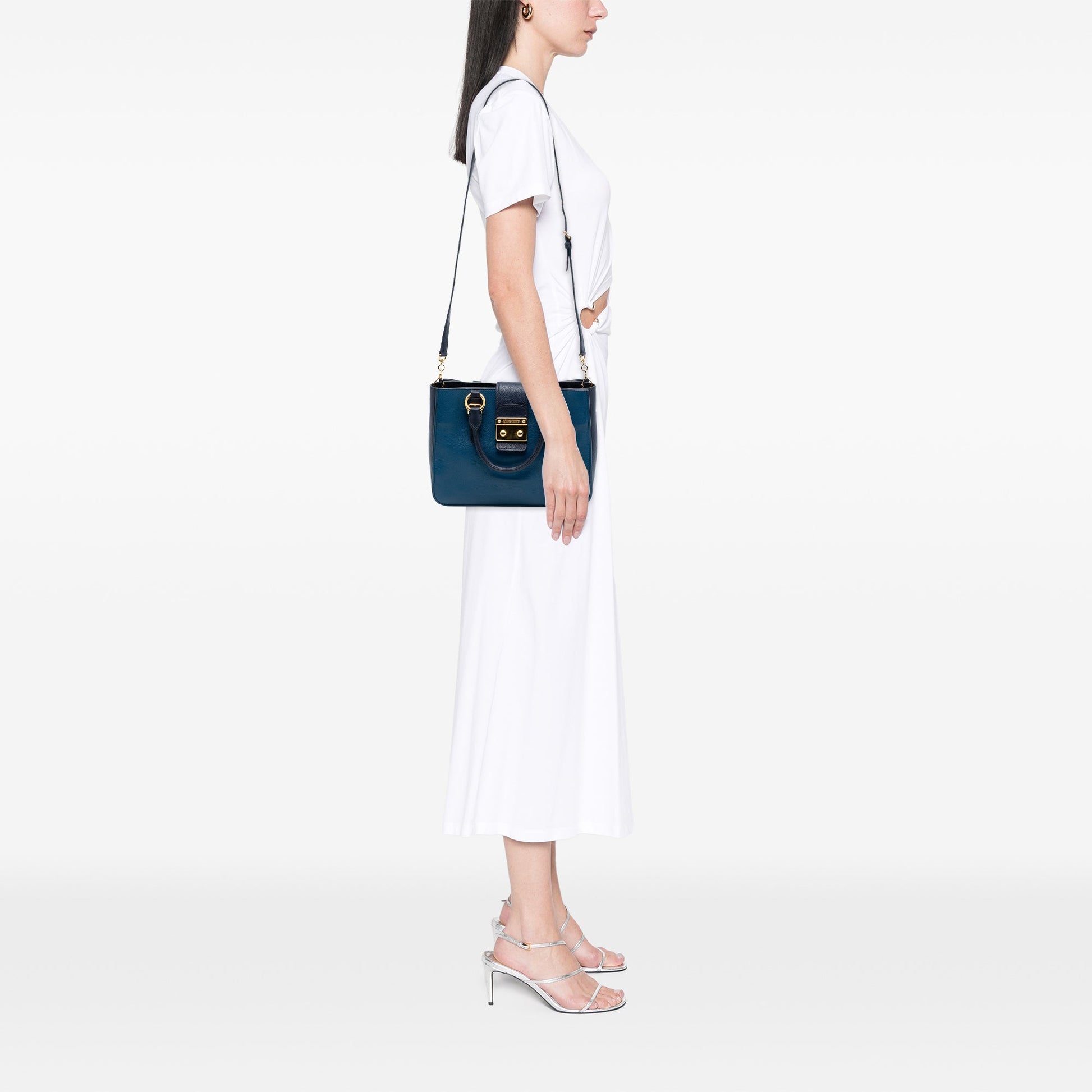 Miu Miu Bicolor Goatskin Madras Satchel
