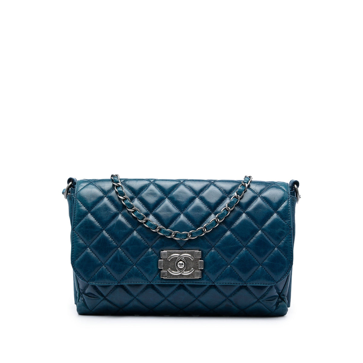 Chanel Quilted Glazed Calfskin Soft Boy Flap — Blue
