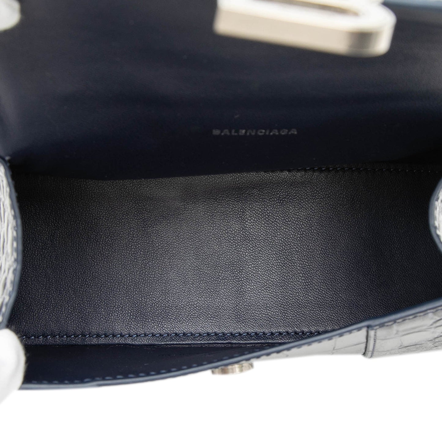 Croc Embossed Hourglass Top Handle Bag XS