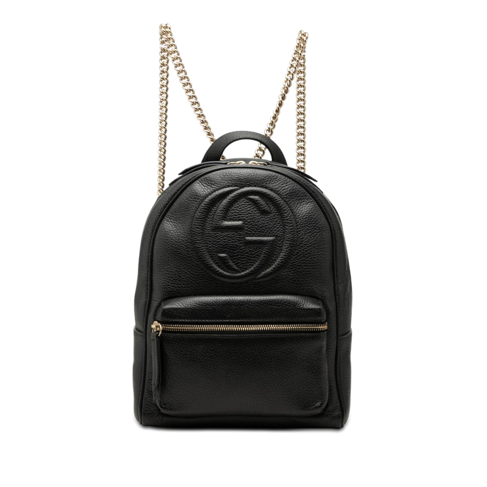 Gucci Pebbled Calfskin Soho Chain Backpack