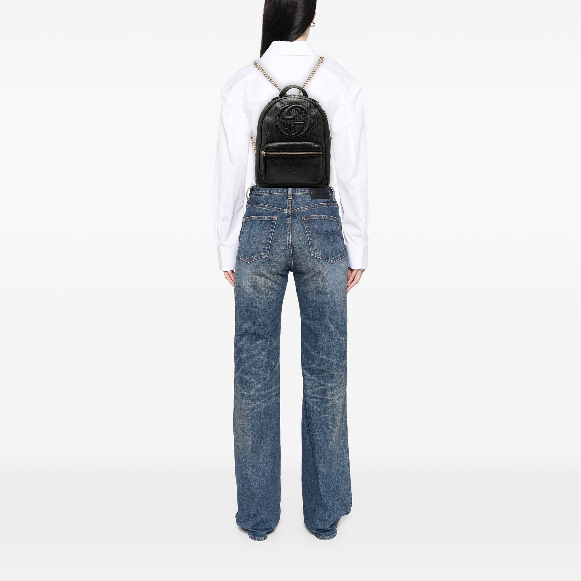 Gucci Pebbled Calfskin Soho Chain Backpack