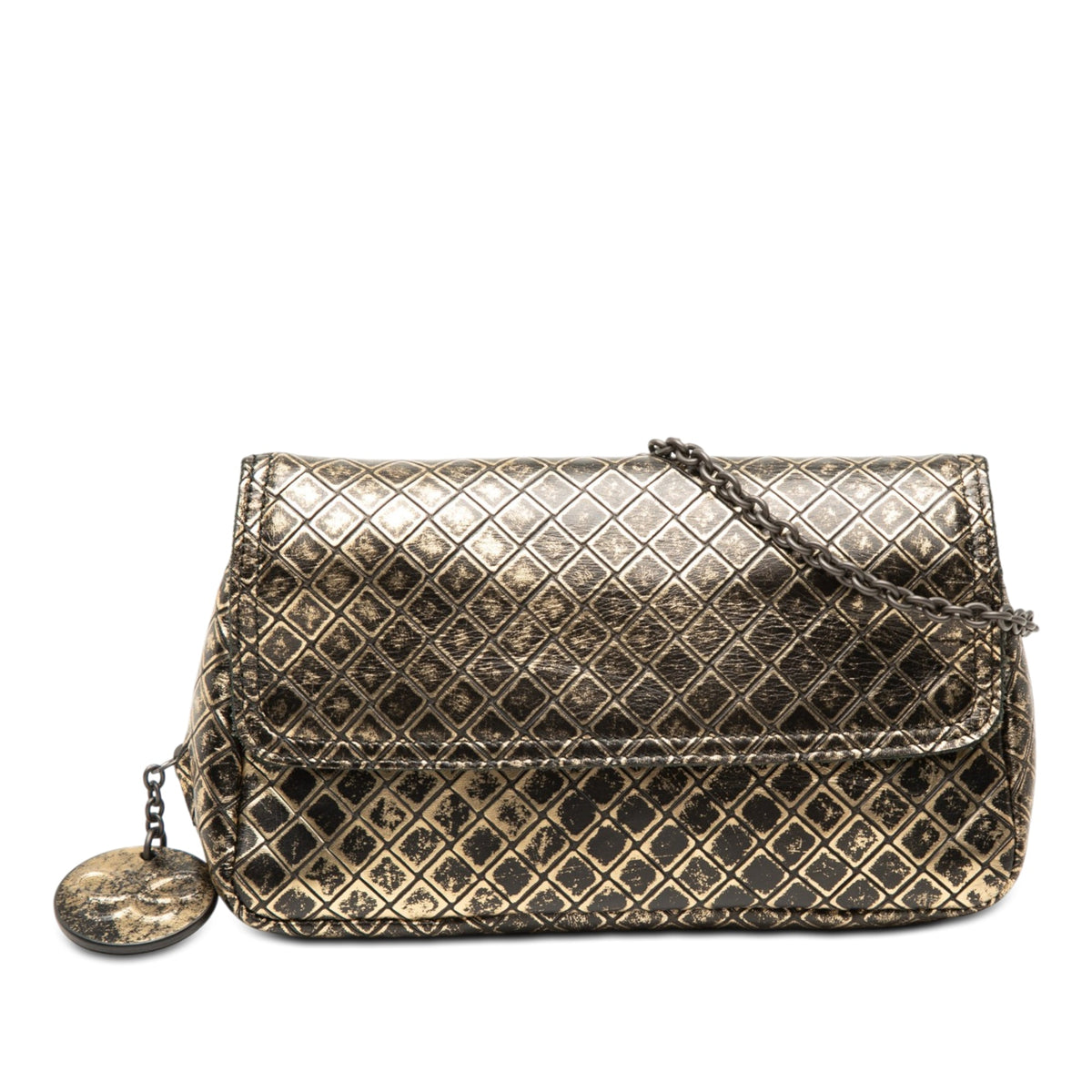 Bottega Veneta Metallic Calfskin Intrecciomirage Chain Flap Crossbody