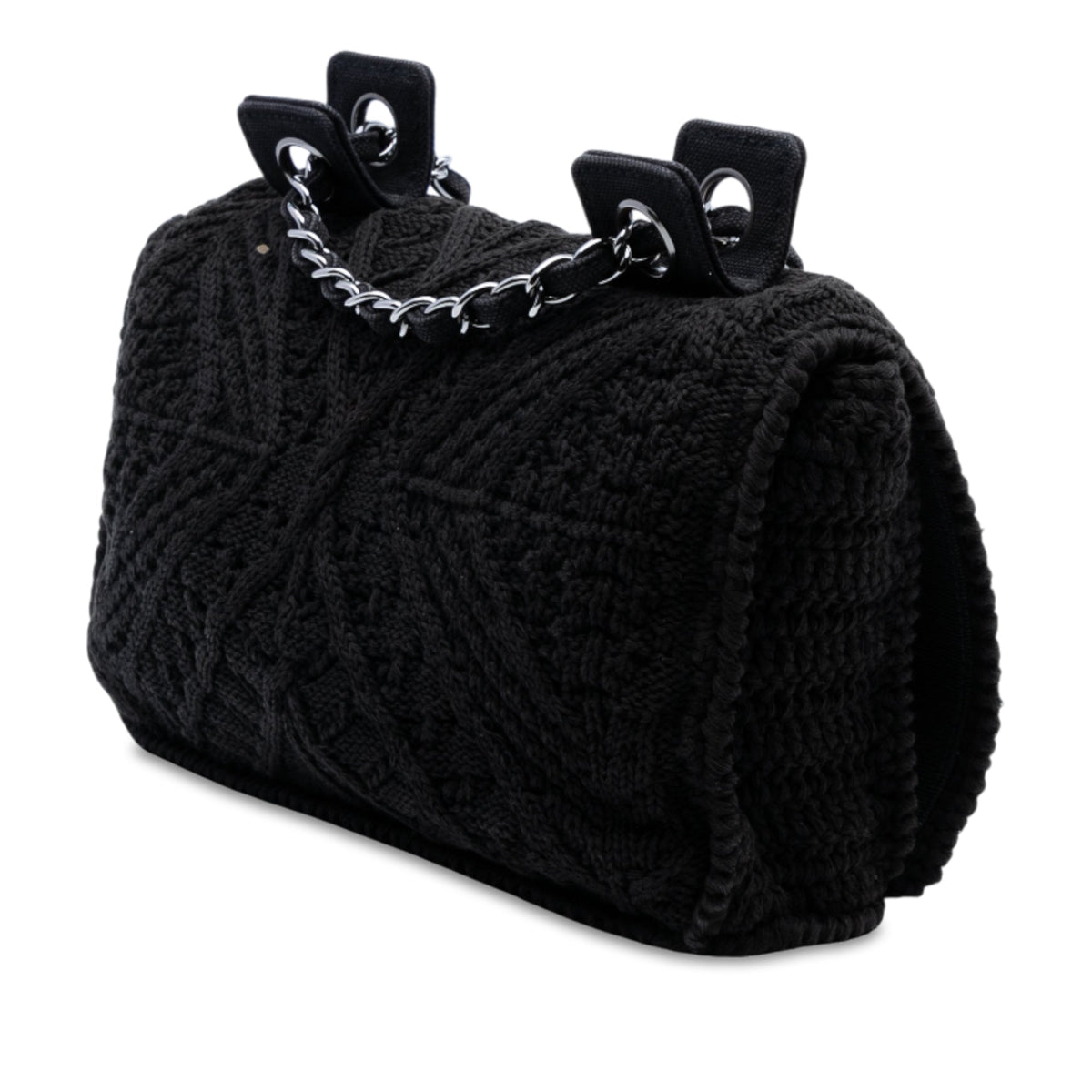 Chanel CC  Medium Woven Crochet Knit Single Flap