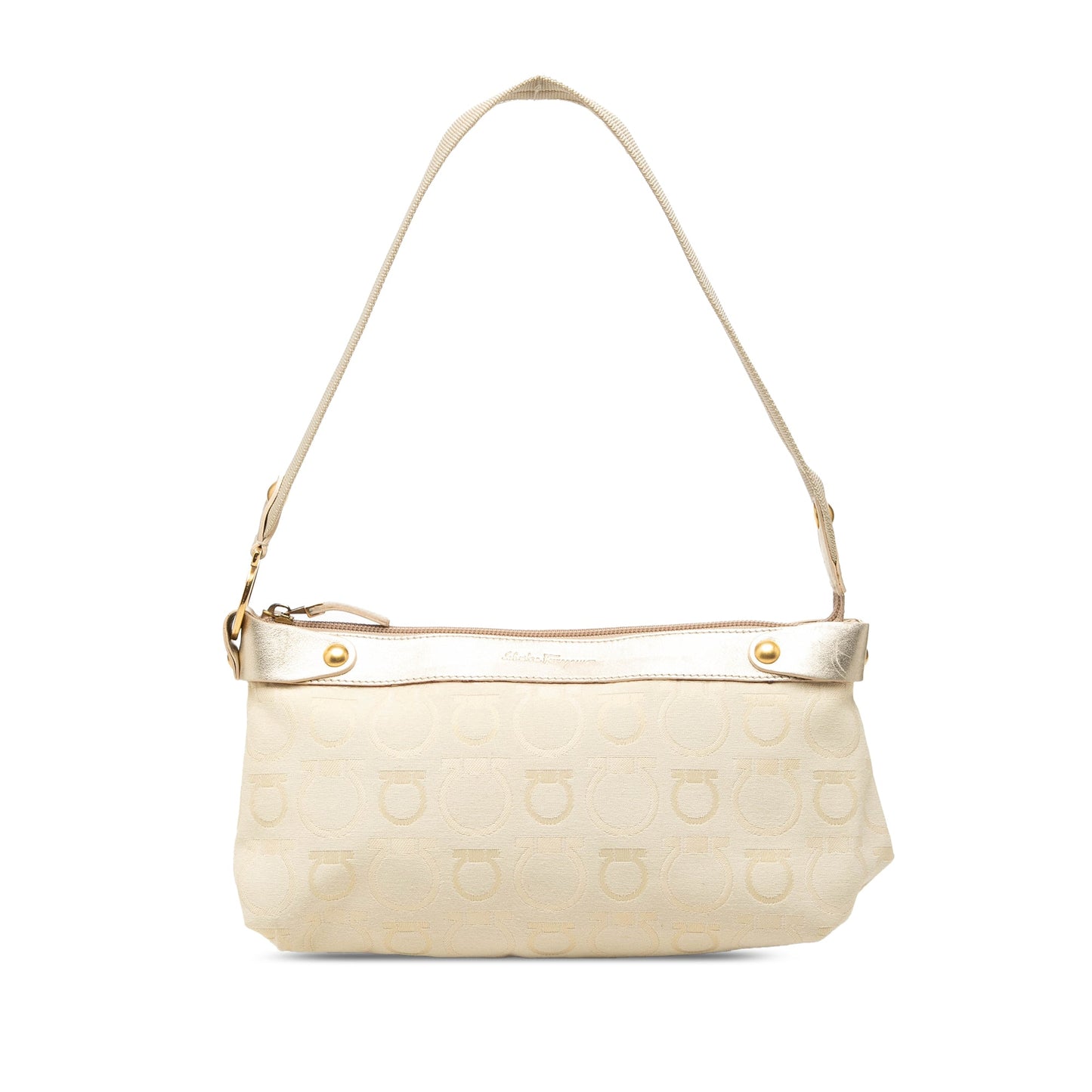 Ferragamo Gancini Canvas Shoulder Bag