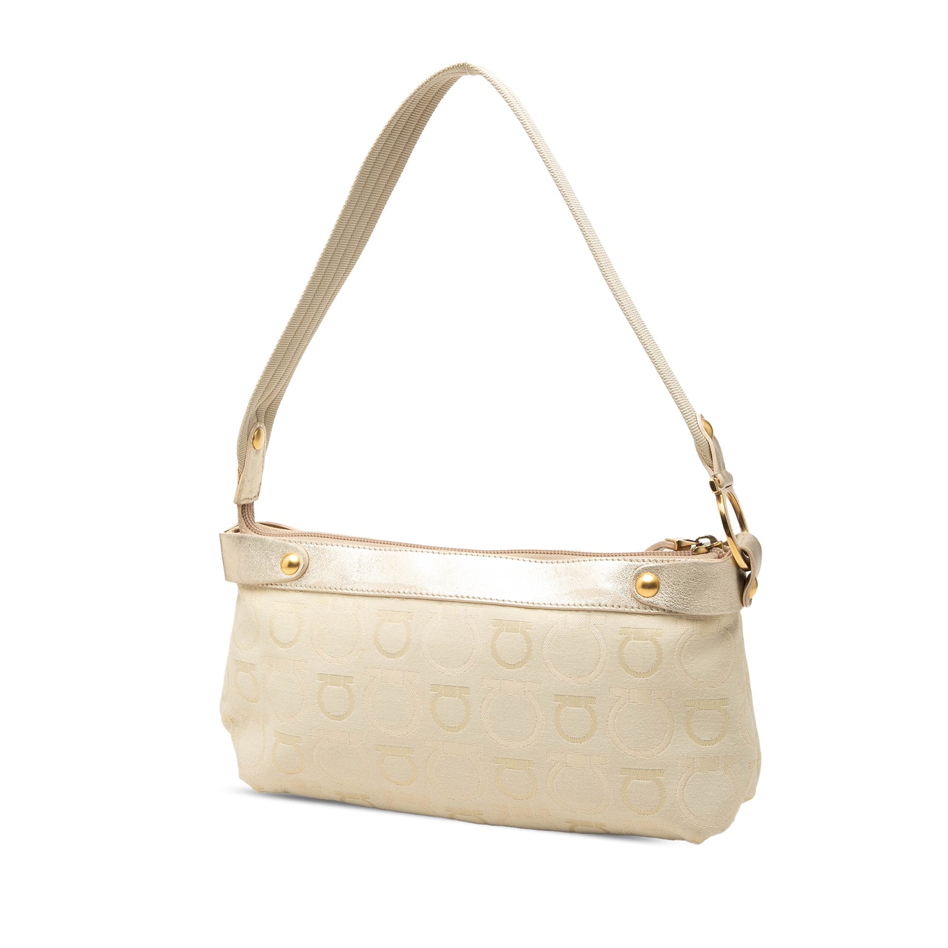 Ferragamo Gancini Canvas Shoulder Bag