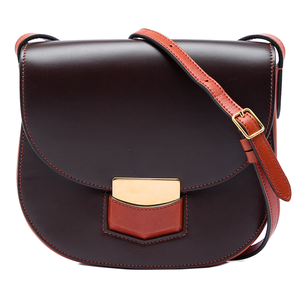 Celine Small Bicolor Glazed Calfskin Trotteur Crossbody