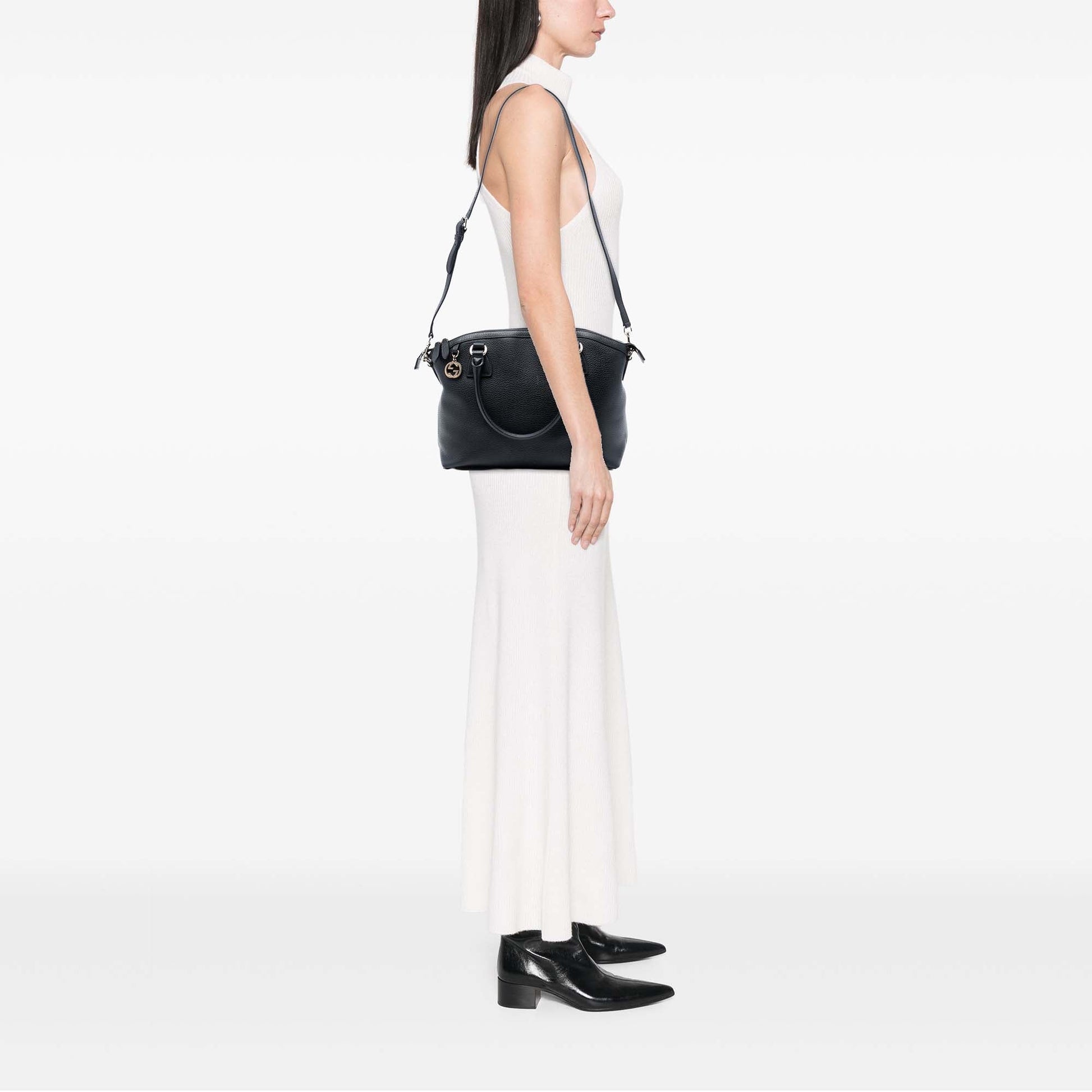 Gucci Medium Leather GG Charm Dome Satchel