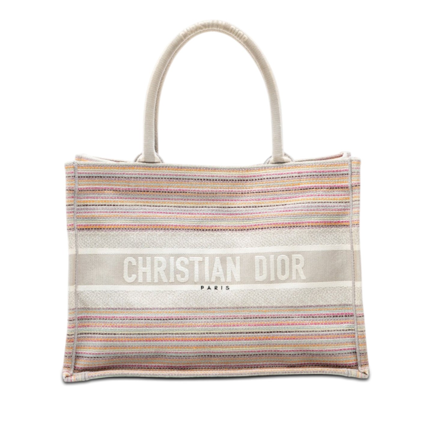 Dior Medium Embroidered Canvas Stripes Book Tote