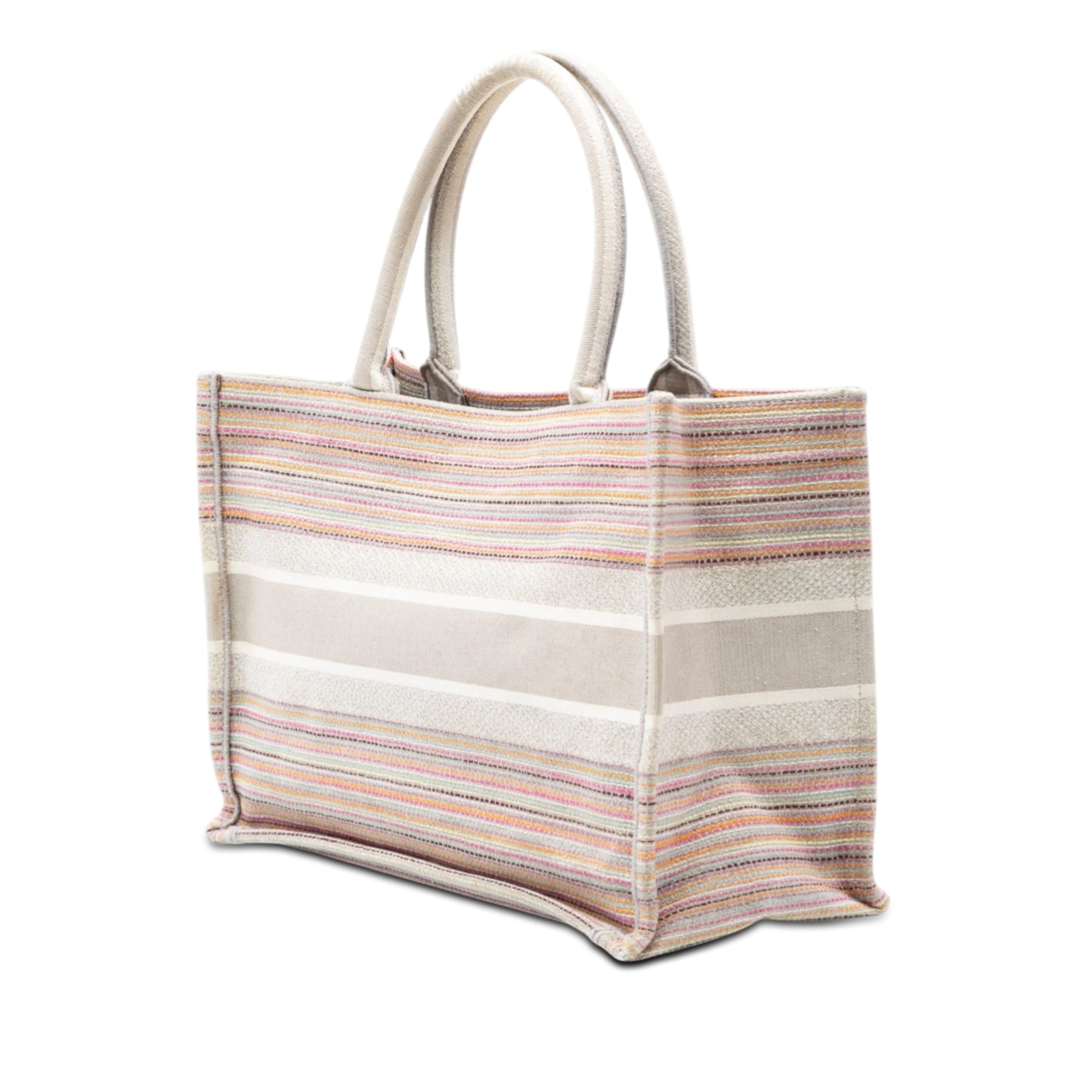 Dior Medium Embroidered Canvas Stripes Book Tote