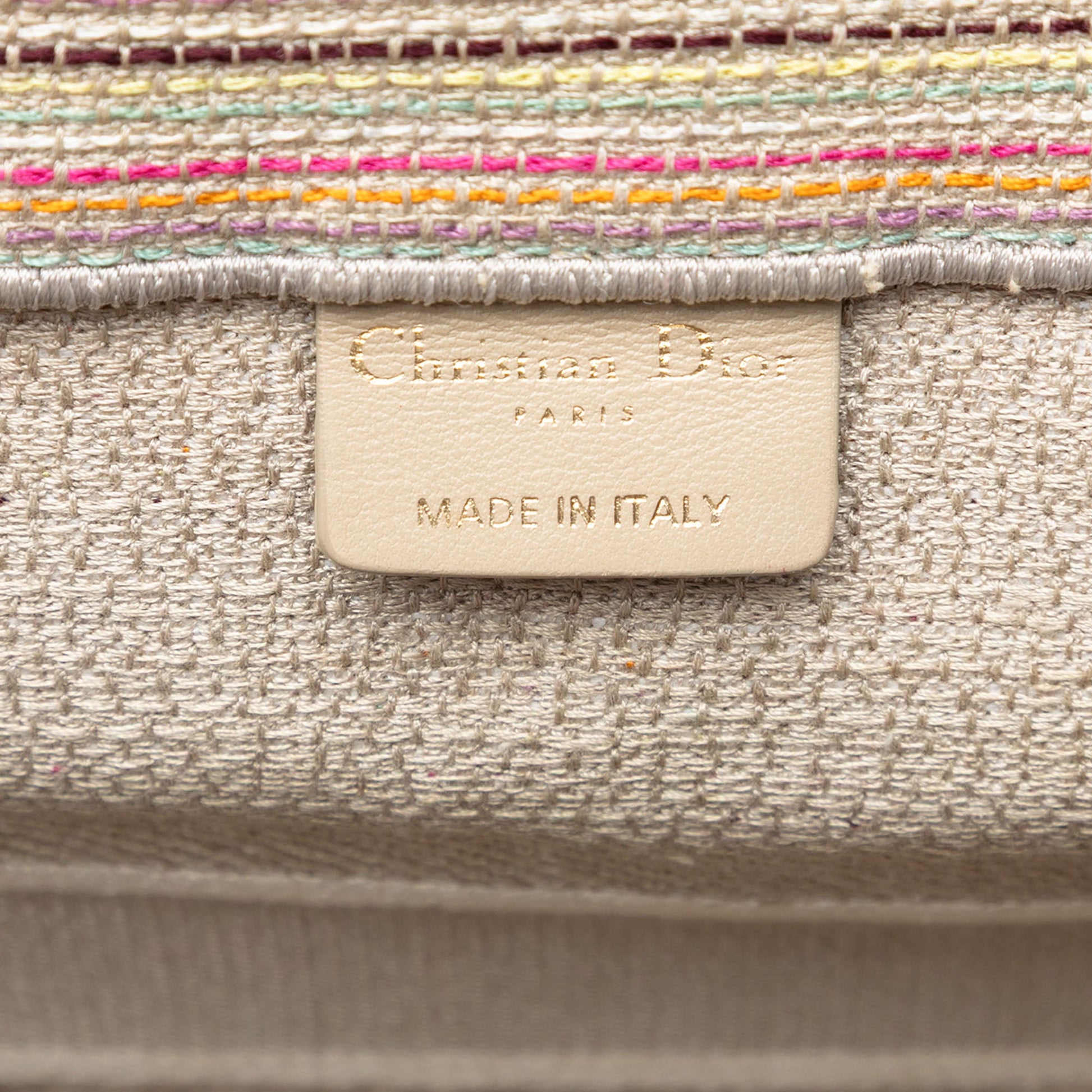 Dior Medium Embroidered Canvas Stripes Book Tote