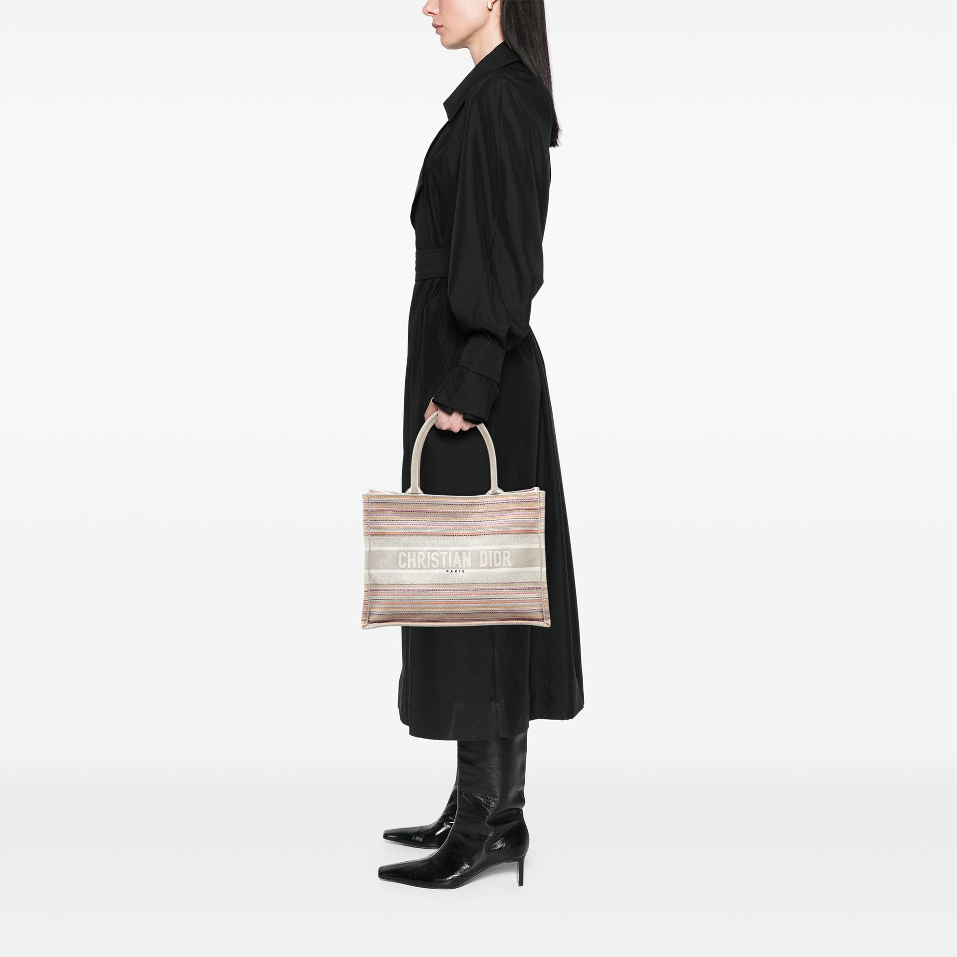 Dior Medium Embroidered Canvas Stripes Book Tote