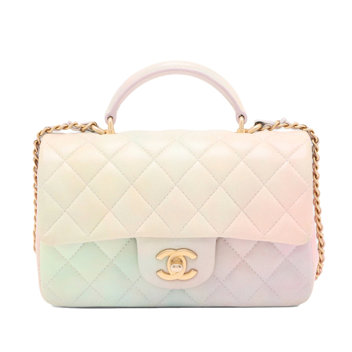 Chanel Mini Rectangular Classic Ombre Lambskin Top Handle Flap — Pink