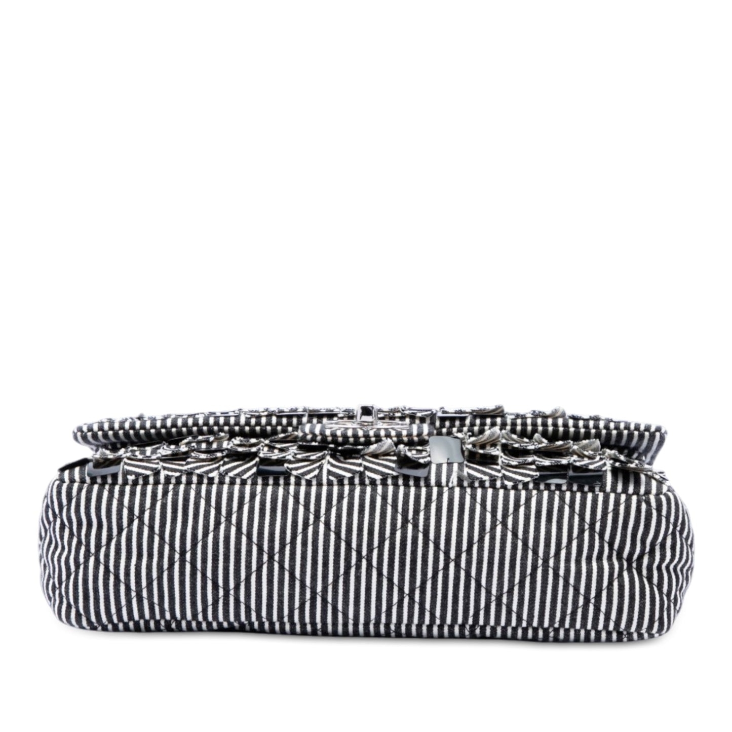 Chanel Medium Classic Canvas Sequin Stripes Double Flap