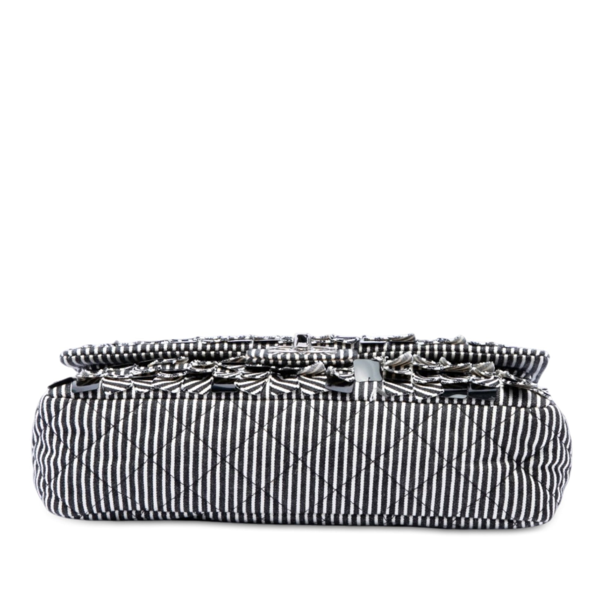 Chanel Medium Classic Canvas Sequin Stripes Double Flap