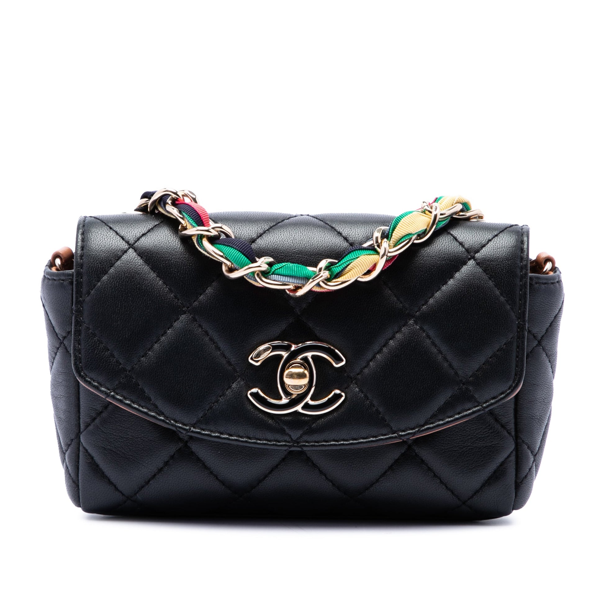 Chanel Mini Quilted Lambskin Cocovado Ribbon Chain Flap