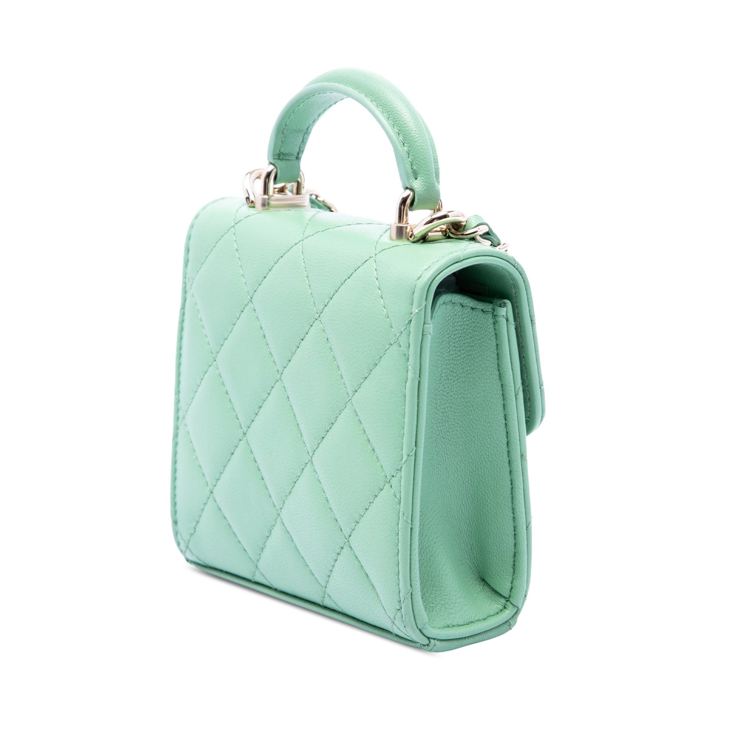 Chanel CC Quilted Lambskin Top Handle Flap Coin Purse with Chain