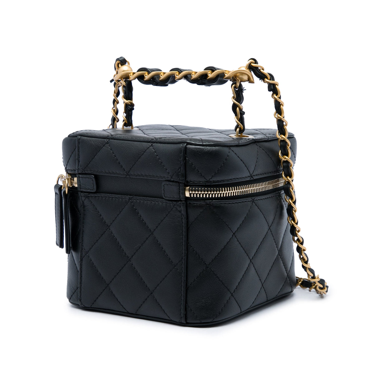 Chanel Small Quilted Calfskin Chain Bar Vanity Case with Chain