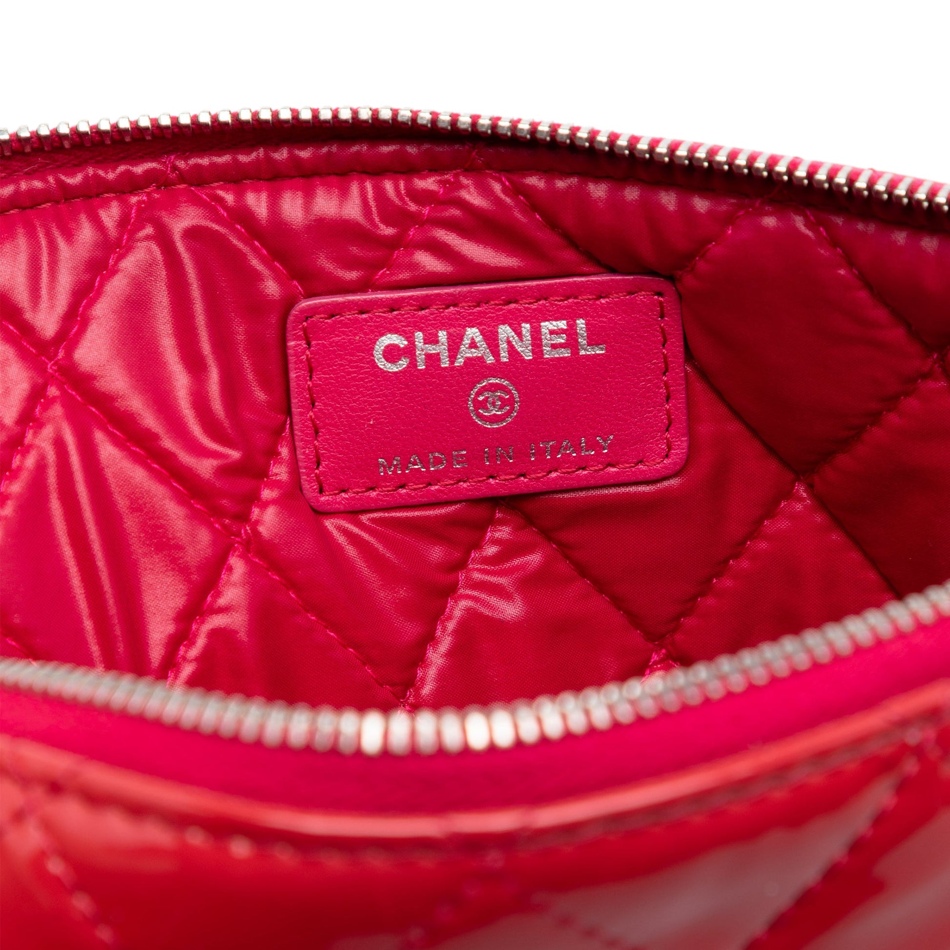 Chanel Small Quilted Patent Valentine Hearts O Case Clutch