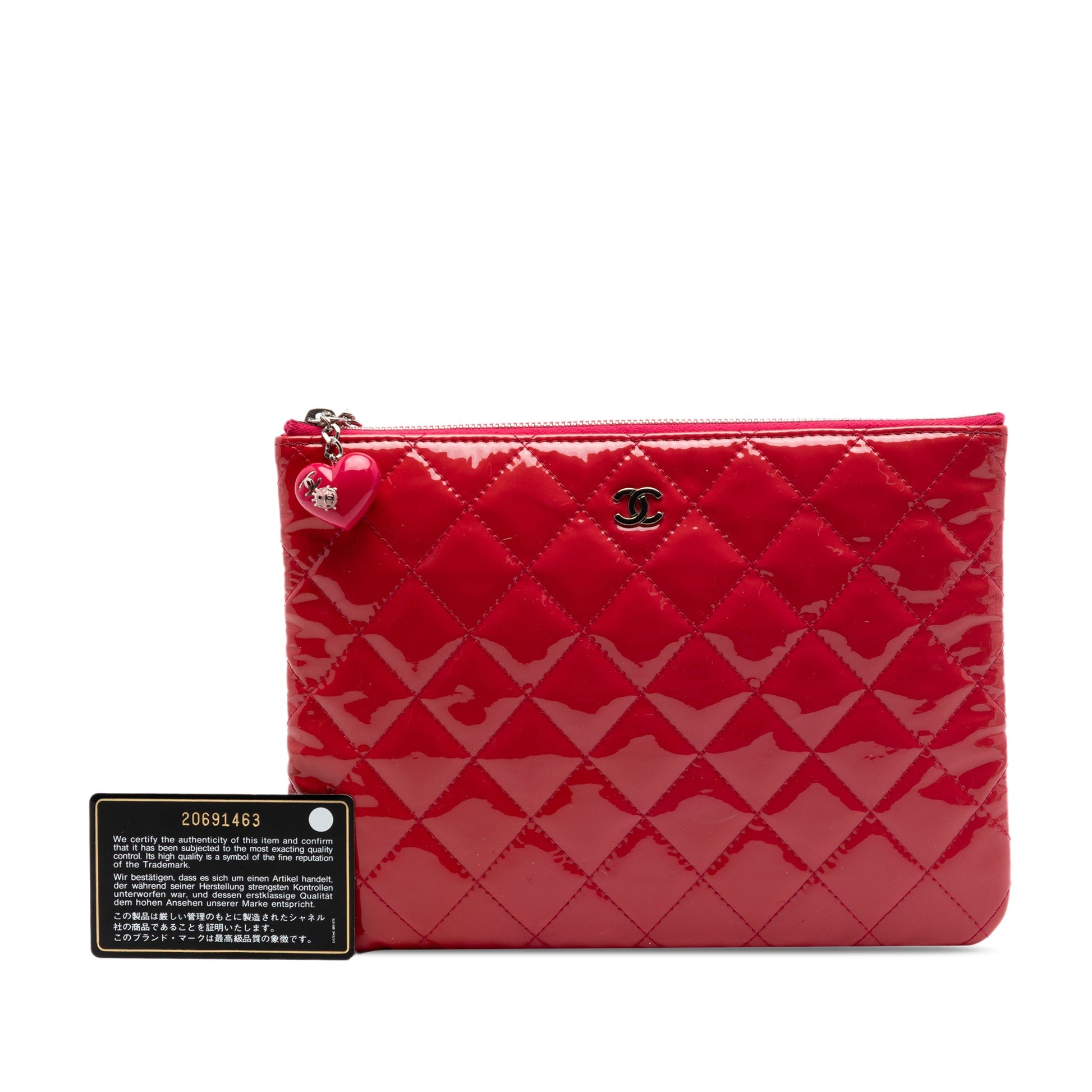Chanel Small Quilted Patent Valentine Hearts O Case Clutch
