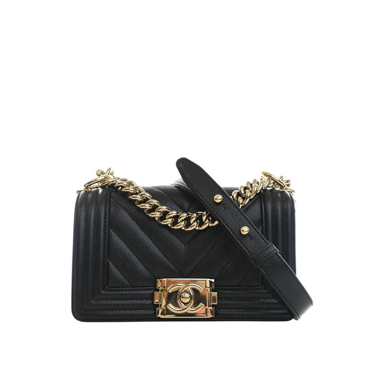 Chanel Small Chevron Caviar Boy Flap