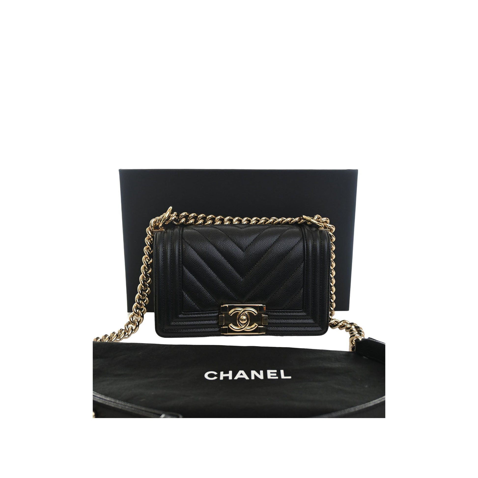 Chanel Small Chevron Caviar Boy Flap