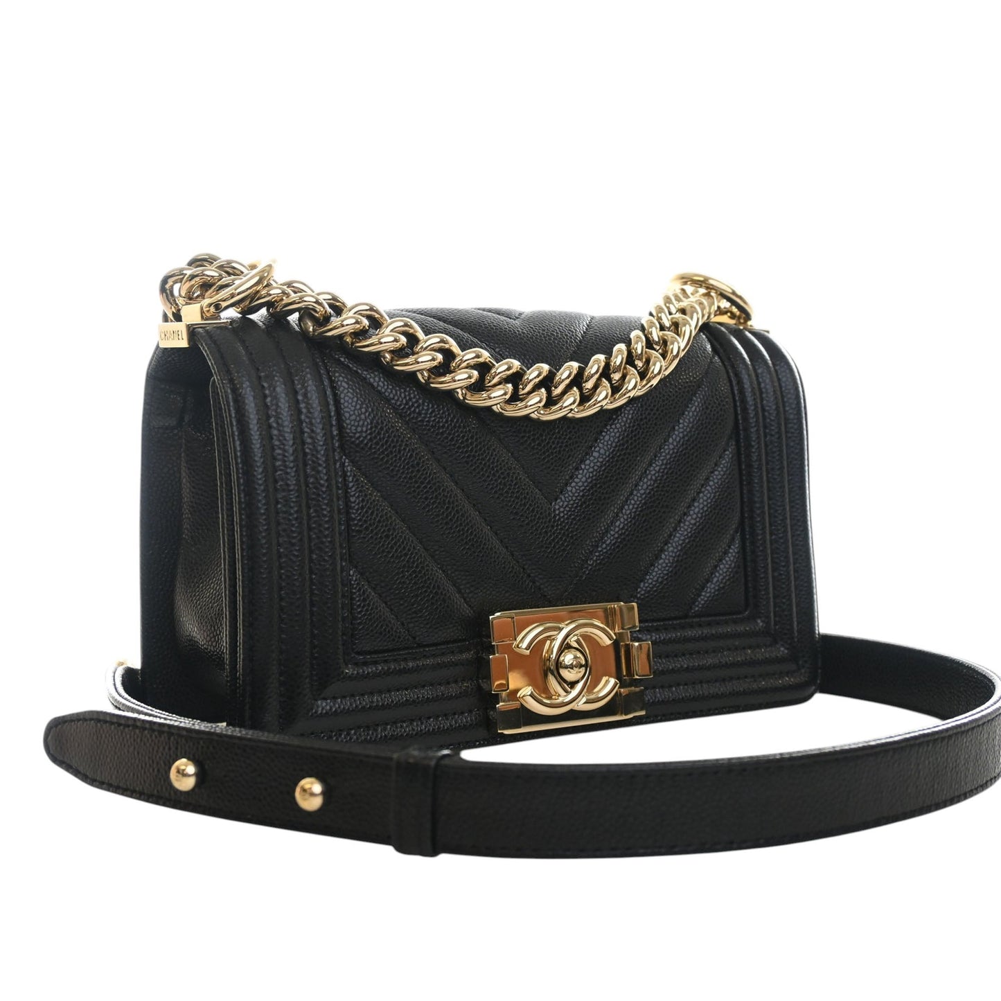 Chanel Small Chevron Caviar Boy Flap