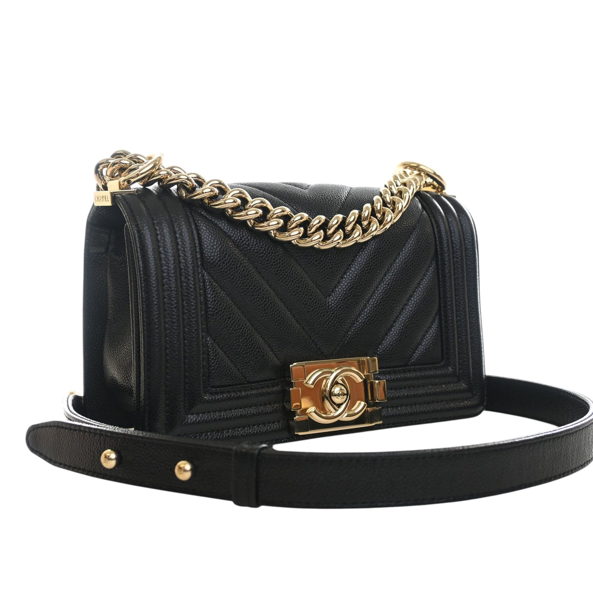Chanel Small Chevron Caviar Boy Flap