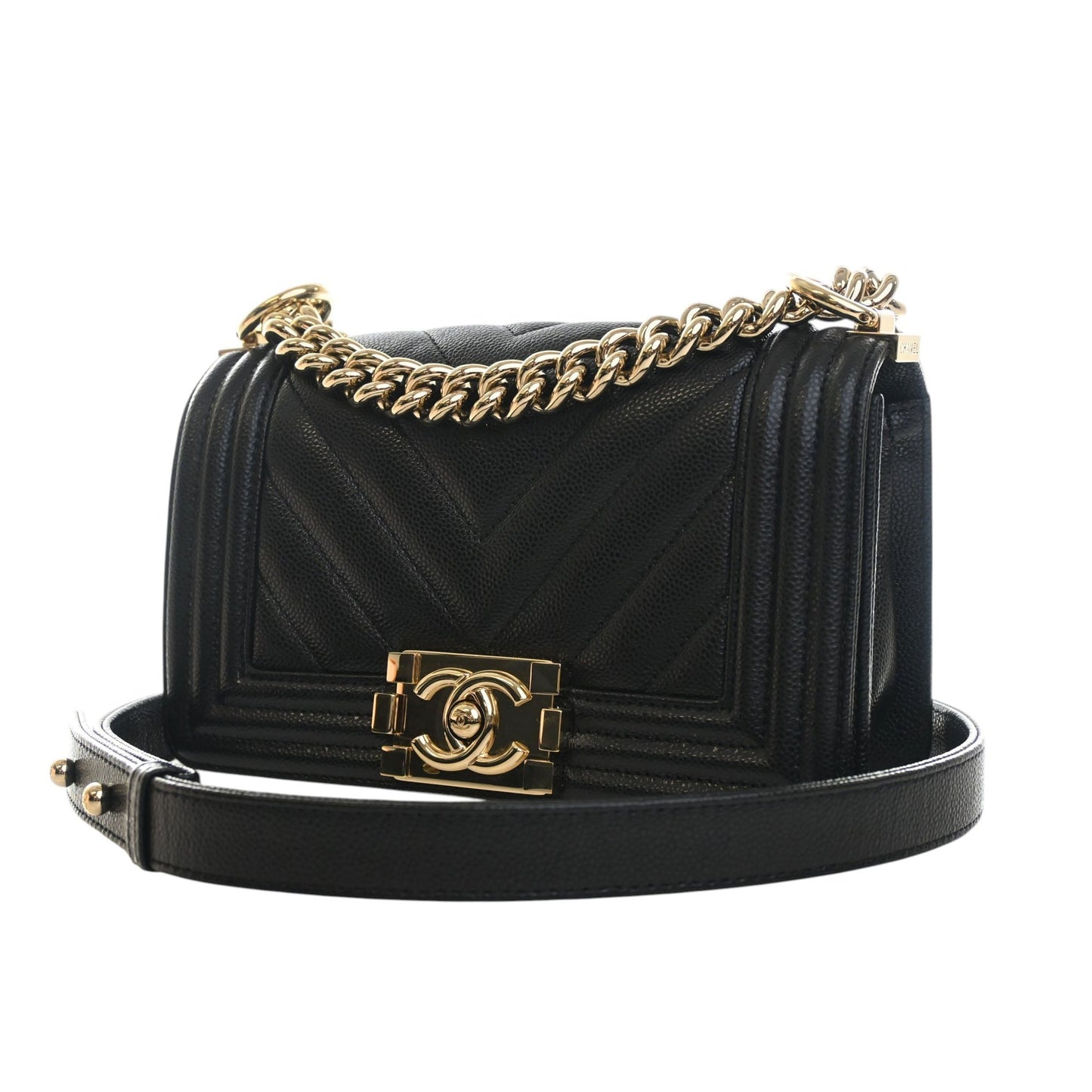 Chanel Small Chevron Caviar Boy Flap