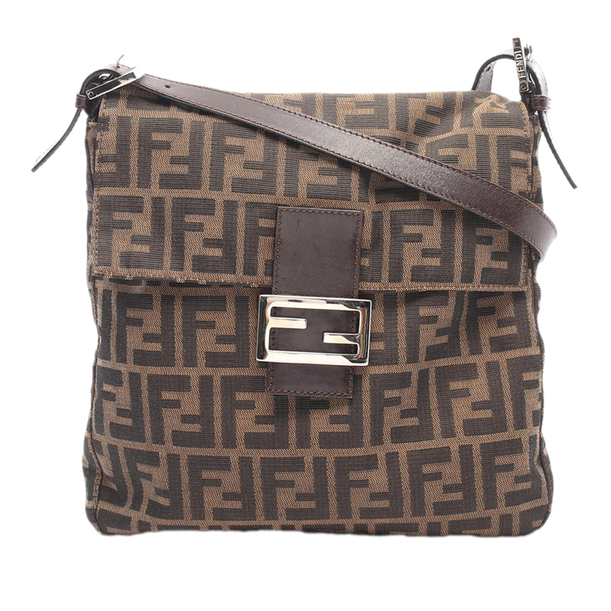 Fendi Zucchino Canvas Crossbody — Brown