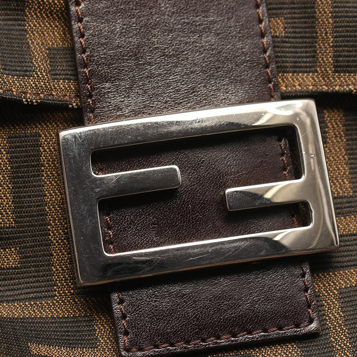 Fendi Zucchino Canvas Crossbody — Brown