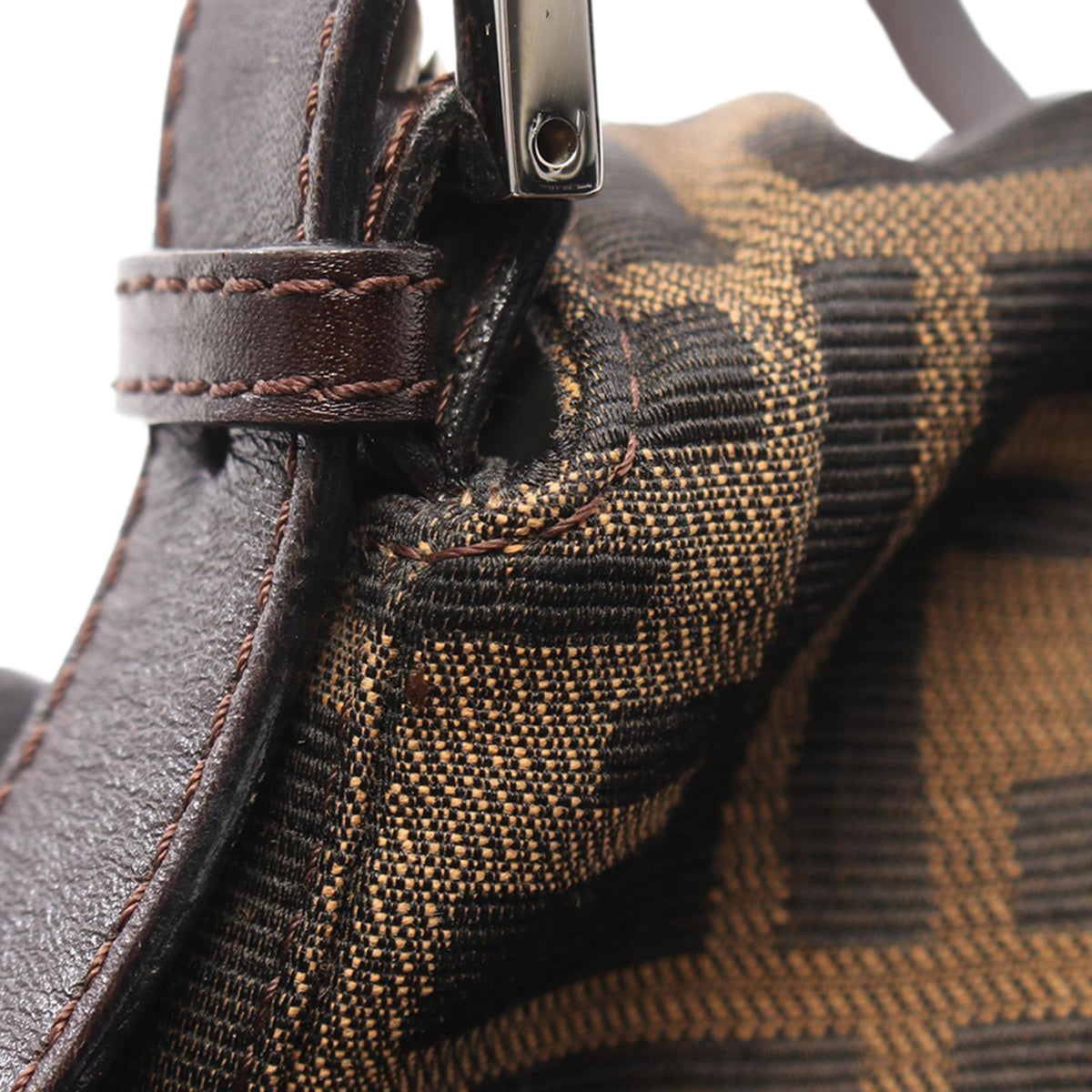 Fendi Zucchino Canvas Crossbody — Brown