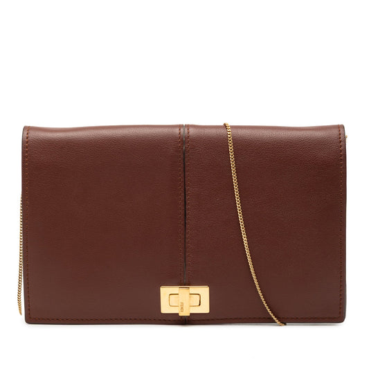 Fendi Leather Peekaboo Chain Clutch