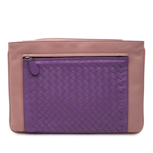 Bottega Veneta Bicolor Nappa Intrecciato Wristlet Clutch