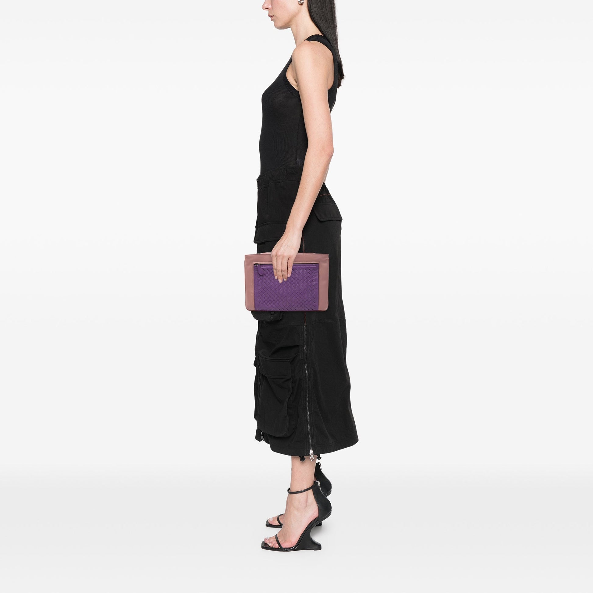 Bottega Veneta Bicolor Nappa Intrecciato Wristlet Clutch